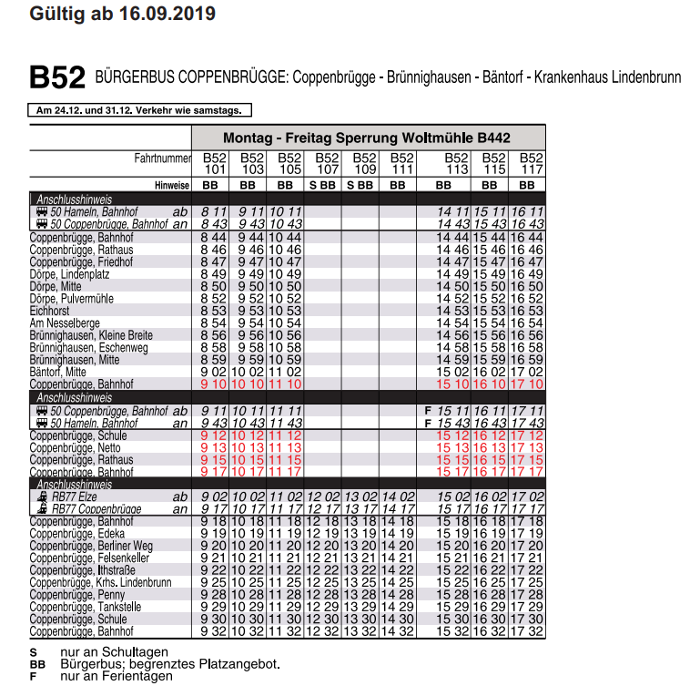 Fahrplan Buergerbus